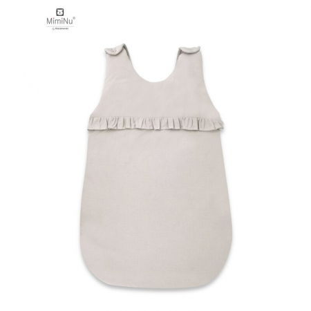 Saci de dormit copii - Sac de dormit pentru bebelusi, Cu volanase, Din bumbac , Cu fermoar lateral,capse pe umar, 70 cm, 0 - 6 luni, Colectia Royal, Beige