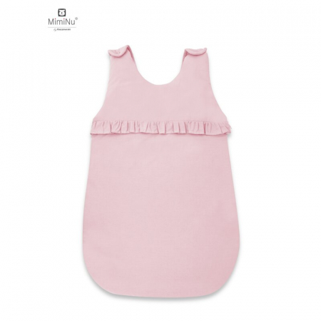 Saci de dormit copii - Sac de dormit pentru bebelusi, Cu volanase, Din bumbac , Cu fermoar lateral, capse pe umar, 70 cm, 0 - 6 luni, Colectia Royal, Powder Pink