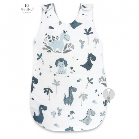 Saci de dormit copii - Sac de dormit pentru bebelusi, Din bumbac , Cu fermoar lateral, capse pe umar, 70 cm, 0 - 6 luni, Dino Granat