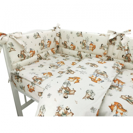MimiNu - Set lenjerie patut 5 piese, Cu pilota si perna, Din bumbac certificat Oeko Tex Standard 100, Pentru patut 120x60 cm, Design, Time for fun [2]