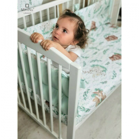 MimiNu - Set lenjerie patut 5 piese, Cu pilota si perna, Din bumbac certificat Oeko Tex Standard 100, Pentru patut 120x60 cm, Lulu Natural [2]