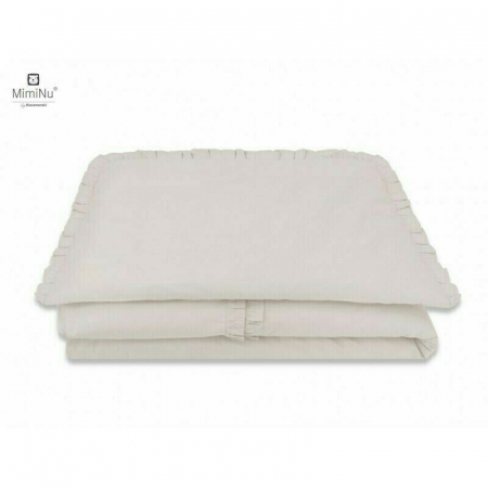 MimiNu - Set lenjerie patut cu 6 piese, Cu volanase, Cu pilota si perna, Cu doua aparatori laterale, Din bumbac certificat Oeko Tex Standard 100, Pentru patut 120x60 cm, Colectia Royal, Beige [4]