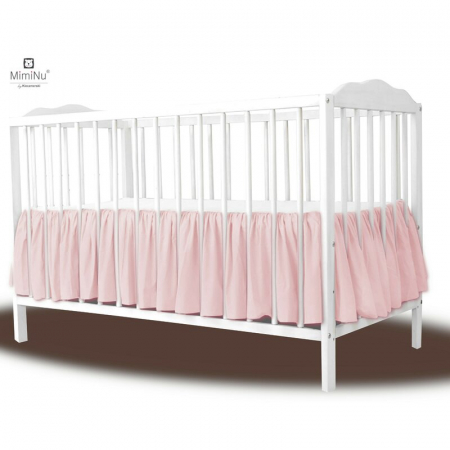 Lenjerii, baldachine, aparatoare - MimiNu - Volanas pentru saltea de patut 120x60 cm, Din bumbac certificat Oeko Tex Standard 100, Colectia Royal, Powder Pink