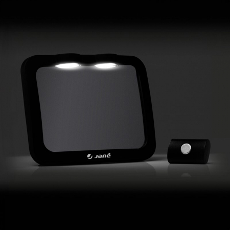 Oglinda auto, Jane, Pentru masina, Cu iluminare LED, Include telecomanda pentru pornire si oprire usoara, Din sticla rezistenta la spargere, 28 x 7 x 20 cm, Black [1]