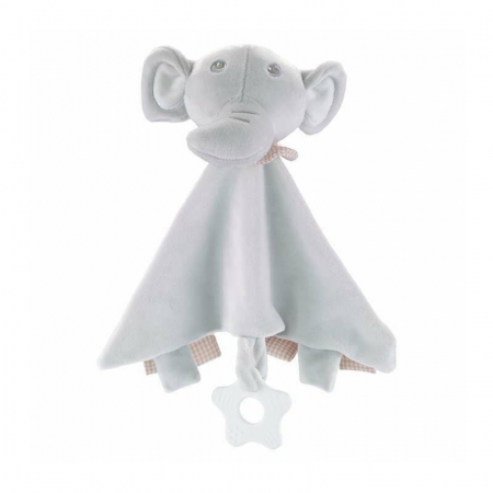 Paturica, Free2Play, Elephant, Moale, Cu zornaitoare, Cu jucarie dentitie, 33 x 33 x 8 cm, Grey [1]