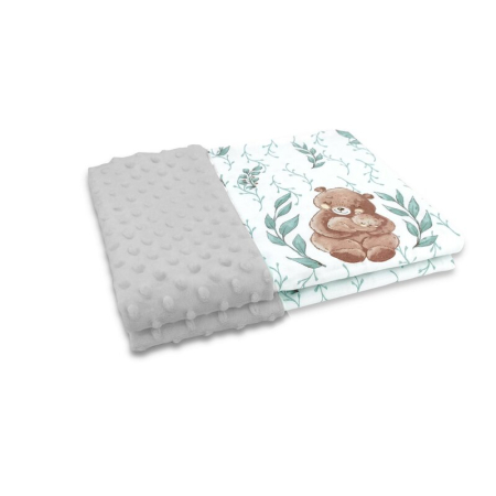 Camera copilului - Paturica pufoasa, MimiNu, Cu doua fete, Dimensiune 75x100 cm, Din tesatura Minky si bumbac, Materiale certificate Oeko Tex Standard 100, Lulu Natural Grey