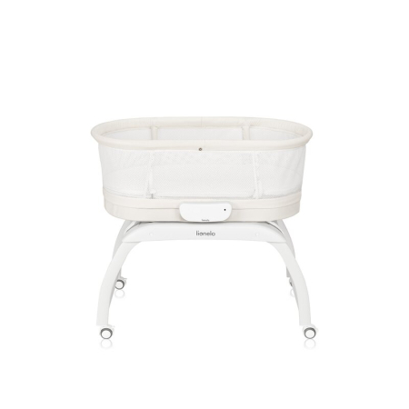 Patut balansoar, Lionelo, Coral, Cu landou ergonomic detasabil, Functie de balansare integrata, Functie de cantar, Sunete si cantece de leagan, Cu roti, Panou tactil sau telecomanda, 0-9 kg, EN 1130:2 [12]