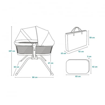 Patut balansoar, Lionelo, Malin Evo, 3 in 1, Pliabil, 0-9 kg, Geanta Transport, Asamblare Rapida, Ultra-Usor, Conform cu standardele europeane de securitate EN1130 si EN16890, Bej [33]