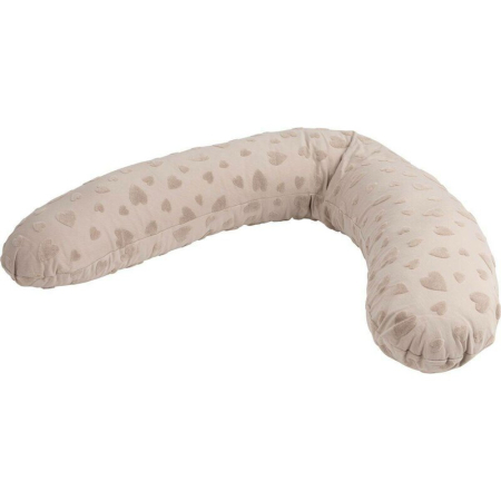 Articole gravide si mamici - Perna alaptare, Bubaba, Cu doua fete, 170 x 35 cm, Grey Hearts