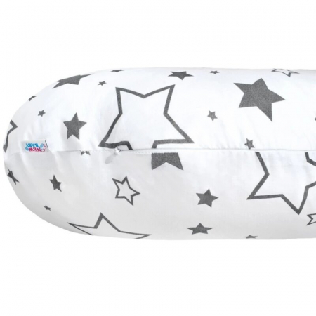 Perna alaptare, New Baby, Stelute, Cu husa detasabila, Din bumbac, 125x16 cm, Gri [1]