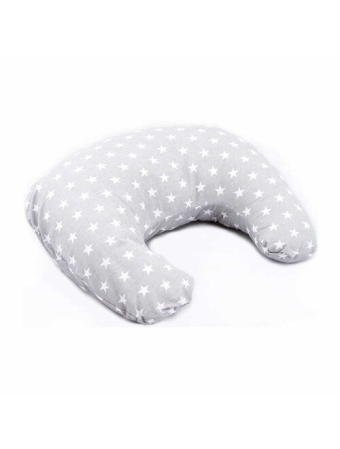 Perne gravide si alaptare - Perna pentru alaptat, Bocioland, Gray Stars, Cu husa detasabila, Din bumbac, 50x18 cm,