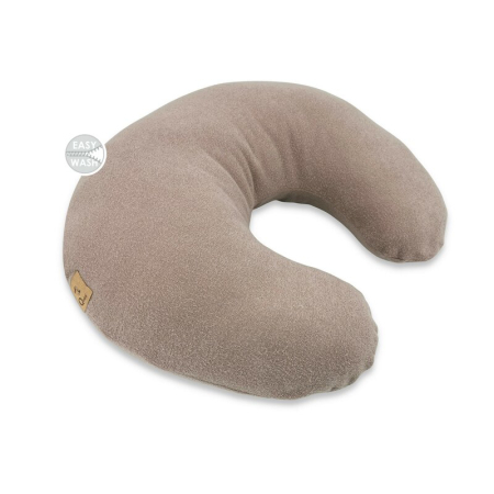 Perne gravide si alaptare - Perna pentru alaptat, Qmini, Din tricot termo-terry din bambus, Cu husa detasabila, Cu fermoar securizat, Circumferinta 155 cm, Din material certificat Oeko Tex Standard 100, Mocha