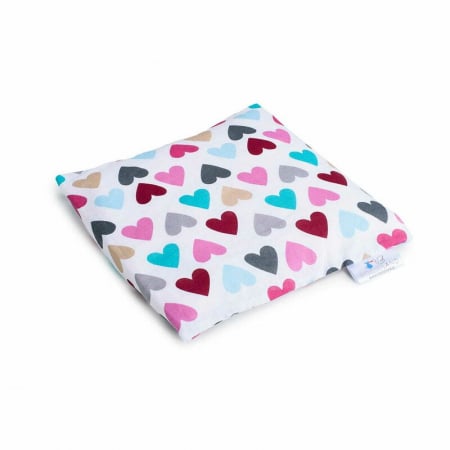 Perne - Pernuta anticolici, Bociolad, Umpluta cu samburi de cirese, Cu husa din bumbac, 20x20 cm, 0 luni+, Colorful Hearts