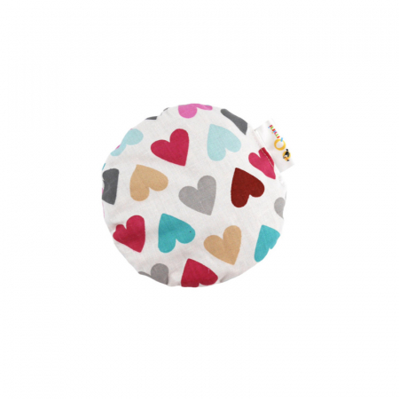 Perne - Pernuta anticolici umpluta cu samburi de cirese, Cu husa din bumbac, Diametru 14 cm, Pastel Hearts