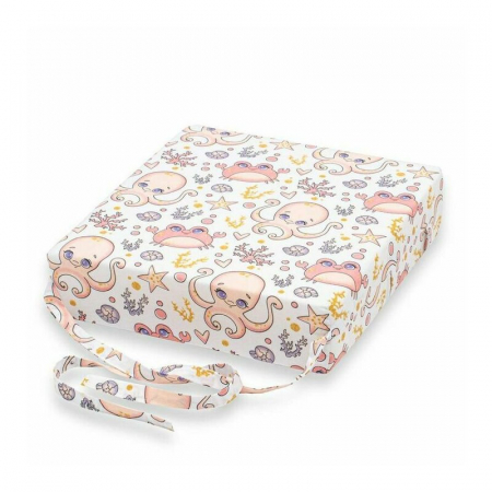 Bavetici si accesorii - Pernuta inaltator, New Baby, Animale marine, Din spuma poliuretanica, Cu husa detasabila, Din bumbac, Grosime 8 cm, Roz