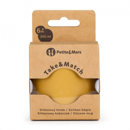 Petite&Mars - Canuta Take&Match, Fara maner, Silicon, Fara BPA, 360 ml, 6 luni+, Galben [1]