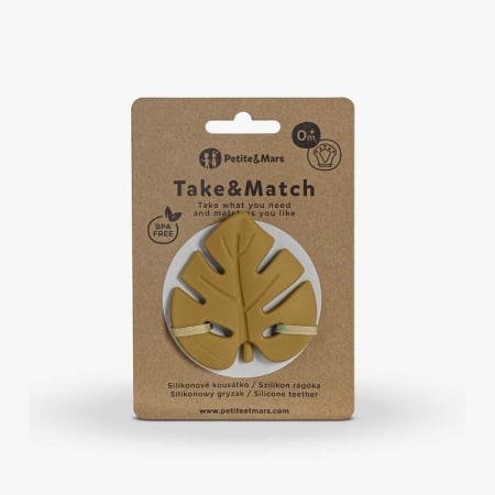 Jucarie de dentitie TAKE&MATCH, Din silicon, Fara BPA, Racire in frigider, Ocru [2]