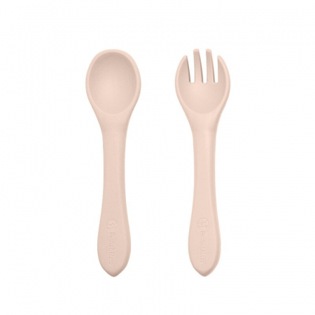 Petite&Mars - Set de hranire, Cu farfurie, Bol si tacamuri, Din silicon fara BFA, Bej [7]