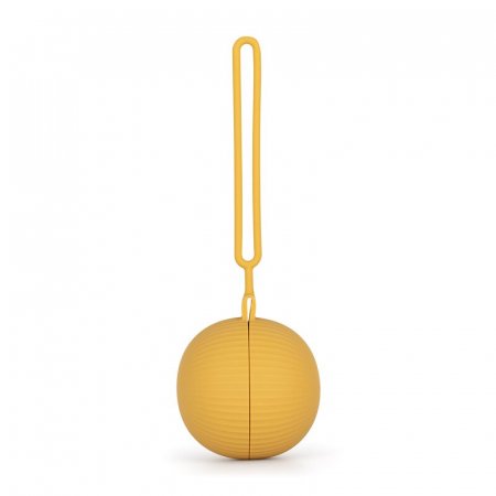 Suzete si accesorii - Petite&Mars - Suport pentru suzeta, Universala, Cu maner, Poate fi atasat la carucior sau geanta, Silicon, Fara BPA, 0 luni+, Galben
