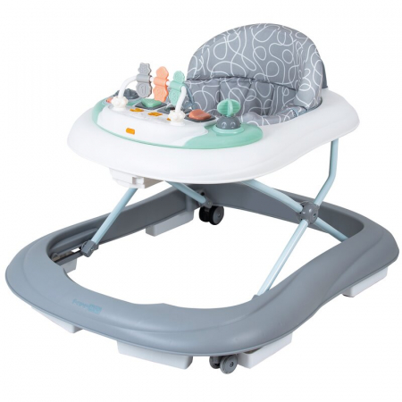 Premergatoare - Premergator copii, Walker, Cu muzica si lumini, Cu roti, Conform cu standardul european de securitate EN1273:2020, FreeON, ABC Grey
