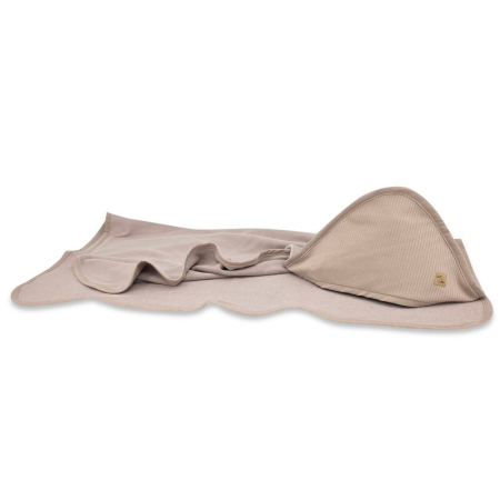 Prosoape si halate - Prosop cu gluga, Qmini, Mare, Dimensiune 100x100 cm, Din bambus si bumbac interlock, Din materiale certificate Oeko Tex Standard 100, Mocha
