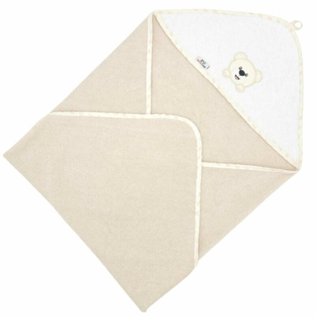 Prosop de baie, Bocioland, Cu gluga, 100% bumbac, 100x100 cm, Teddy Bear, Sand [1]