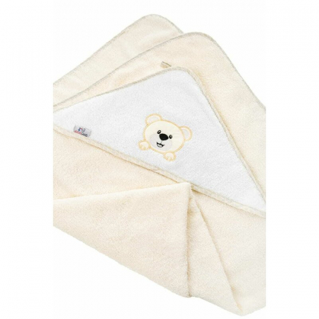 Prosop de baie, Bocioland, Cu gluga, 100% bumbac, 80x80 cm, Teddy Bear, Beige [3]