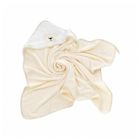 Prosoape si halate - Prosop de baie, Bocioland, Cu gluga, 100% bumbac, 80x80 cm, Teddy Bear, Beige