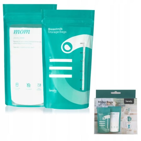 Pungi pentru stocare lapte, Lionelo, 30 buc, Fara BPA, 240 ml, Gradate, Rezistente la congelare si incalzire pana la 70 grade, Transparent/ Multicolor [2]