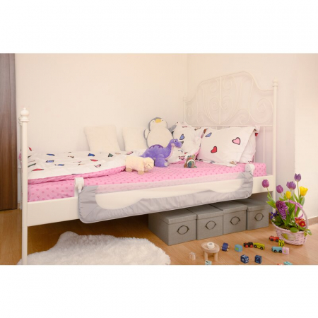 Qmini - Bariera de pat Rhea, 150 x 42 cm, Inaltimea 42 cm, Instalare usoara, Cu inclinare la 180 grade, Grey [5]