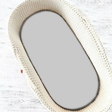 Lenjerii, baldachine, aparatoare - Cearceaf cu elastic pentru landou, carucior si cosulet, Dimensiune 80x35 cm, Din bumbac , Gray