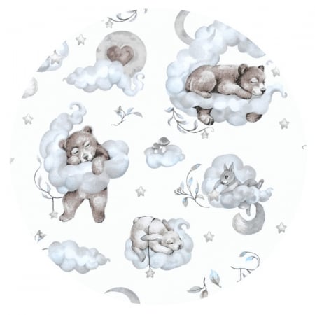 Qmini - Lenjerie patut 3 piese, Cu protectie laterala, Din bumbac certificat Oeko Tex Standard 100, Pentru patut 120x60 cm, Teddy Bear and Friends Blue [2]