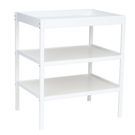 Qmini - Masuta de schimbat, Cu 2 polite pentru depozitare, Potrivita pentru saltelute de infasat de 70x50 cm, Inaltime 86 cm, Alb [6]