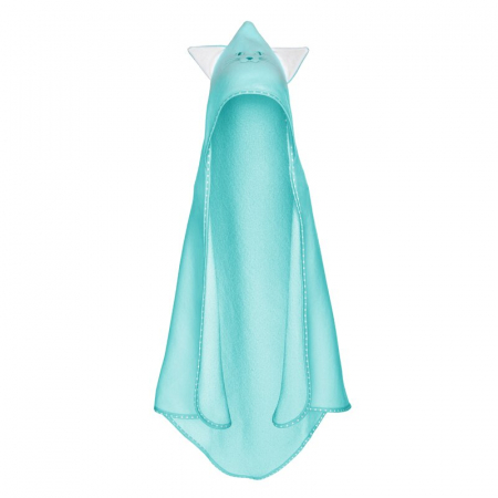 Qmini - Prosop cu gluga cu urechi, Din bumbac, Dimensiune mare 80x80 cm, Aqua Cat [1]