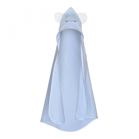 Qmini - Prosop cu gluga cu urechi, Din bumbac, Dimensiune mare 80x80 cm, Blue Hippo [1]