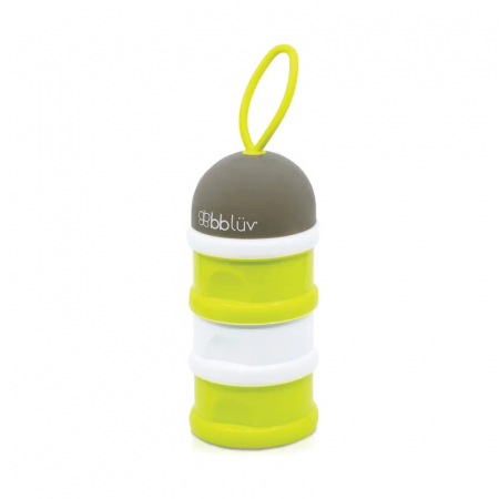 Caserole hrana bebelusi - Recipient pentru lapte praf sau gustari, Dose, Cu trei compartimente, BPA Free, Bbluv, Lime