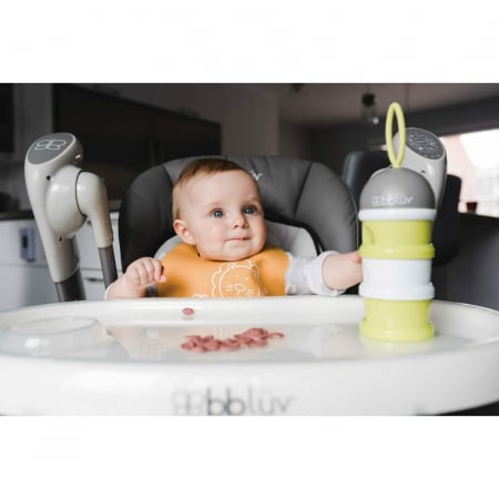 Recipient pentru lapte praf sau gustari, Dose, Cu trei compartimente, BPA Free, Bbluv, Lime [7]