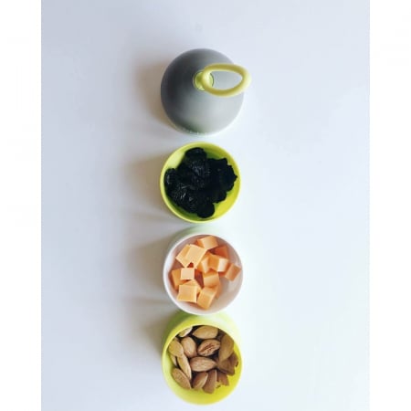 Recipient pentru lapte praf sau gustari, Dose, Cu trei compartimente, BPA Free, Bbluv, Lime [5]