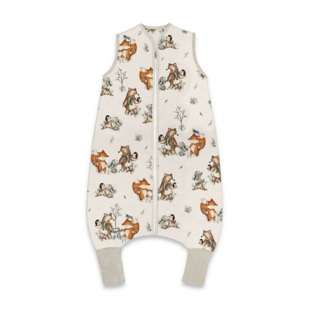 Saci de dormit copii - Sac de dormit, MimiNu, Cu picioruse, De iarna, Din bumbac certificat Oeko Tex Standard 100, Cu fermoar pe mijloc, 103 cm, 2-6 ani, 2.5 Tog, Design, Time for fun