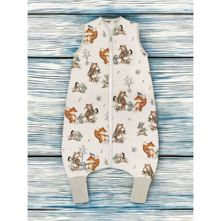 Sac de dormit, MimiNu, Cu picioruse, De iarna, Din bumbac certificat Oeko Tex Standard 100, Cu fermoar pe mijloc, 103 cm, 2-6 ani, 2.5 Tog, Design, Time for fun [1]