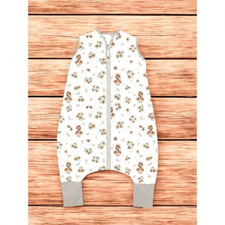 Sac de dormit, MimiNu, Cu picioruse, De iarna, Din bumbac certificat Oeko Tex Standard 100, Cu fermoar pe mijloc, 87 cm, 3 luni - 2.5 ani, 2.5 Tog, Design, Ducklings Beige [1]