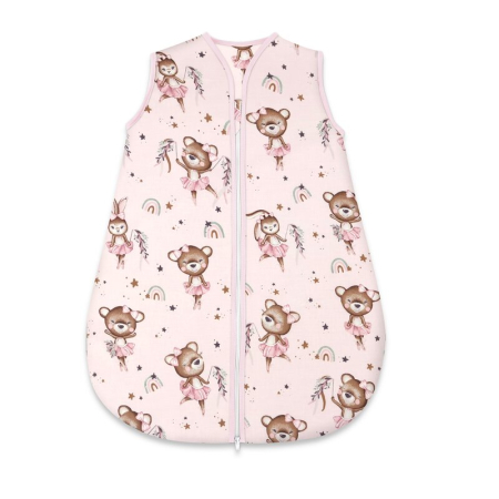 Saci de dormit copii - Sac de dormit, MimiNu, Pentru bebelusi, De iarna, Din bumbac certificat Oeko Tex Standard 100, Cu fermoar, 70 cm, 0 - 6 luni, 2.5 Tog, Little Ballerina Pink