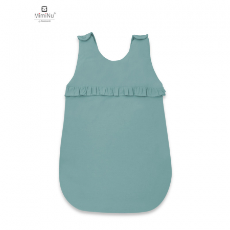 Saci de dormit copii - Sac de dormit pentru bebelusi, Cu volanase, Din bumbac, Cu fermoar lateral, capse pe umar, 70 cm, 0 - 6 luni, Colectia Royal, Nepal Green