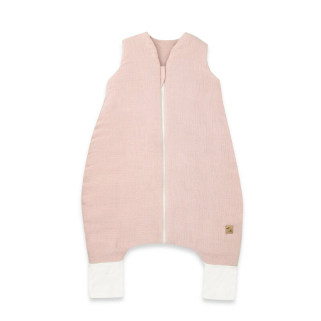 Saci de dormit copii - Sac de dormit, Qmini, Cu picioruse, De iarna, Din muselina dubla, Cu fermoar pe mijloc, 90 cm, S, Material certificat Oeko Tex Standard 100, Powder Pink
