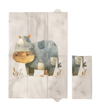 Saltea de infasat, Ceba Baby, Pliabila, 60x40 cm, Suprafata impermeabila, Multifunctionala, Pentru acasa si in deplasari, Basic Cosy Hippo [1]