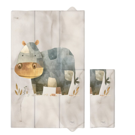 Saltea de infasat, Ceba Baby, Pliabila, 80x50 cm, Suprafata impermeabila, Multifunctionala, Pentru acasa si in deplasari, Basic Cosy Hippo [1]