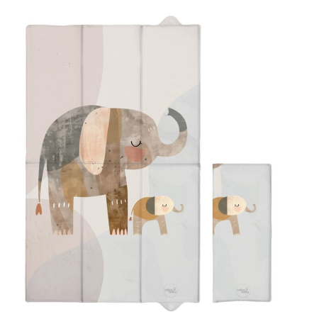 Saltea de infasat, Ceba Baby, Pliabila, 80x50 cm, Suprafata impermeabila, Multifunctionala, Pentru acasa si in deplasari, Basic Elephant Family [1]