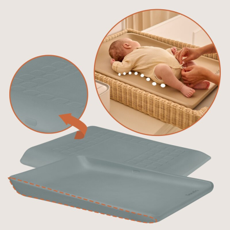 Saltea de infasat, Lionelo, Megs, Moale, Utilizabil si fara husa, Impermeabila, Design ergonomic, 70x49 cm, Fara BPA, Conform cu standardul de securitate EN71-3, 0 luni+, Gri [11]