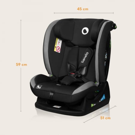 Scaun auto, Lionelo, Aart i-Size, Cu spatar inclinabil in 4 pozitii, Cu tetiera reglabila in 13 pozitii, 0-36 Kg, 40-150 cm, Cu centura siguranta in 3 puncte, Conform cu ECE R129/03, Gri [20]