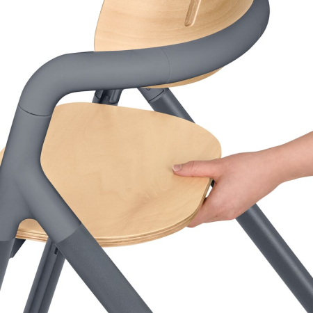 Scaun de masa multifunctional Celia, Lionelo, Din lemn de fag, 6 luni- adult, Reglabil pe inaltime, Spatar lat, Sezut ergonomic, Tavita silicon, Suport de picioare reglabil, Greutate maxima 90 Kg, Gri [15]